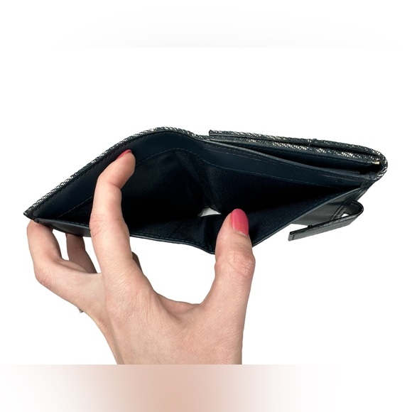 DIOR NWOT DEADSTOCK TROTTER BLUE DENIM CANVAS & LEATHER COMPACT WALLET W DUSTBAG - Picture 8 of 16